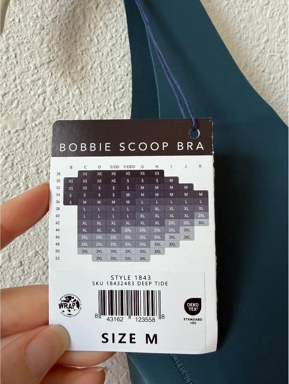 Evelyn Bobbie Bobbie Scoop Bra Teal Size Medium Wireless Comfy